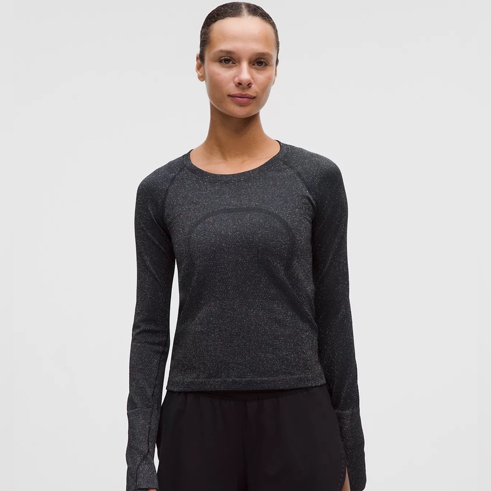 Lululemon Athletica Shimmering Black Long Sleeve Top